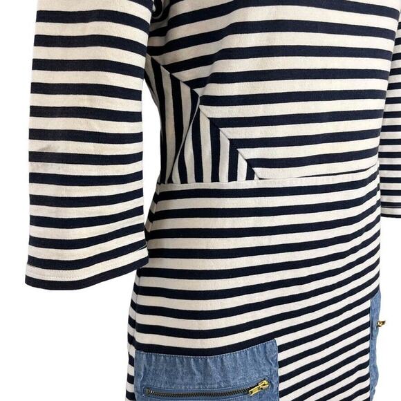 Tabitha Womens Striped Knit 3/4 Sleeve Stretch Cotton Dress Pockets Mini sz 6 - Picture 3 of 16